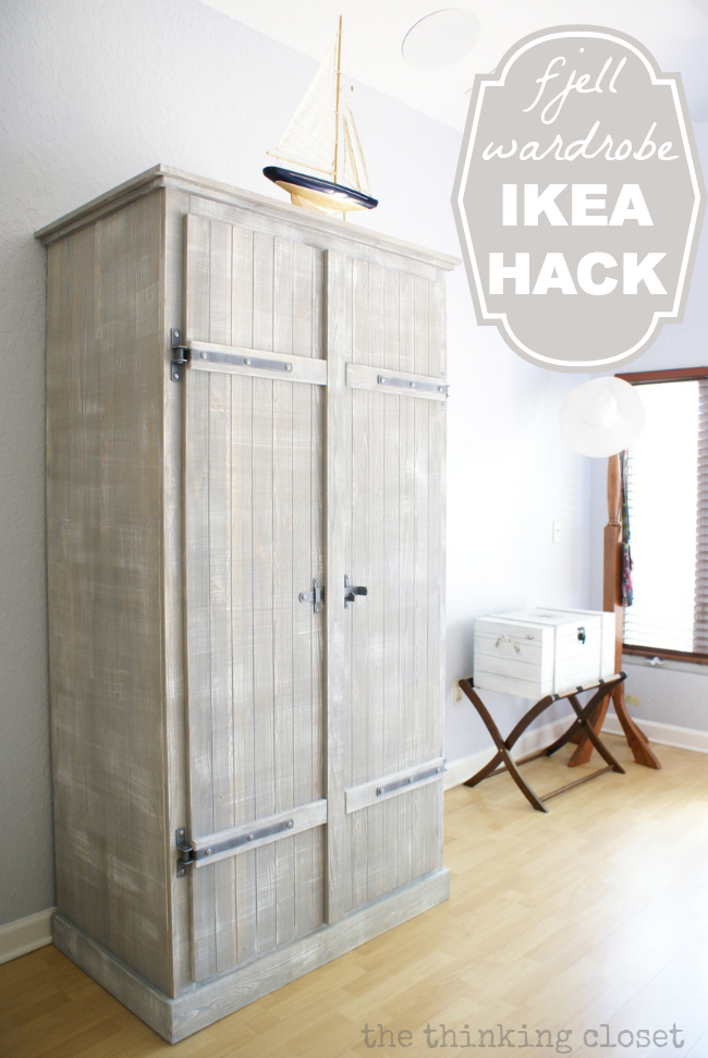 IKEA Hack: Whitewashed Fjell Wardrobe with Pallet Shelves | The Thinking Closet