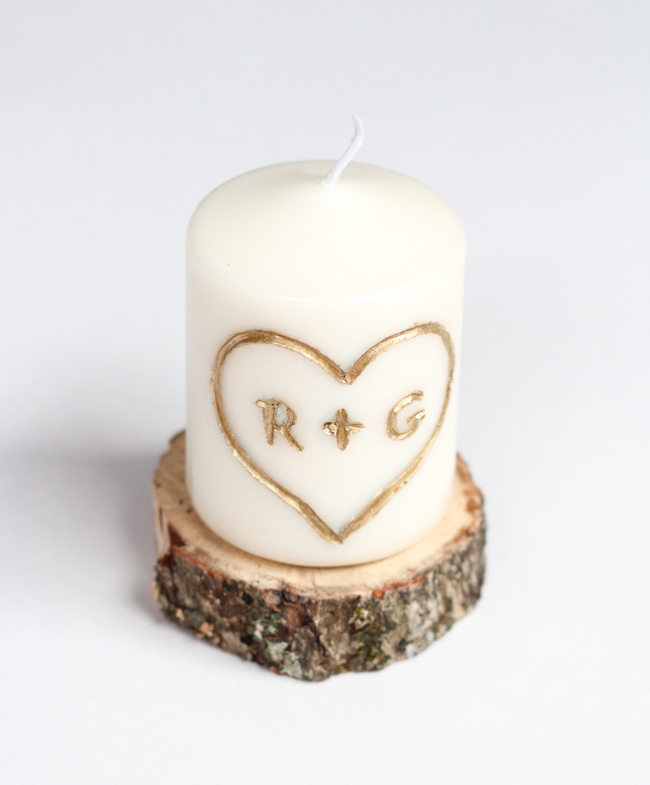 Carved Initial Candle: Last Minute Valentine's Day Gift Idea