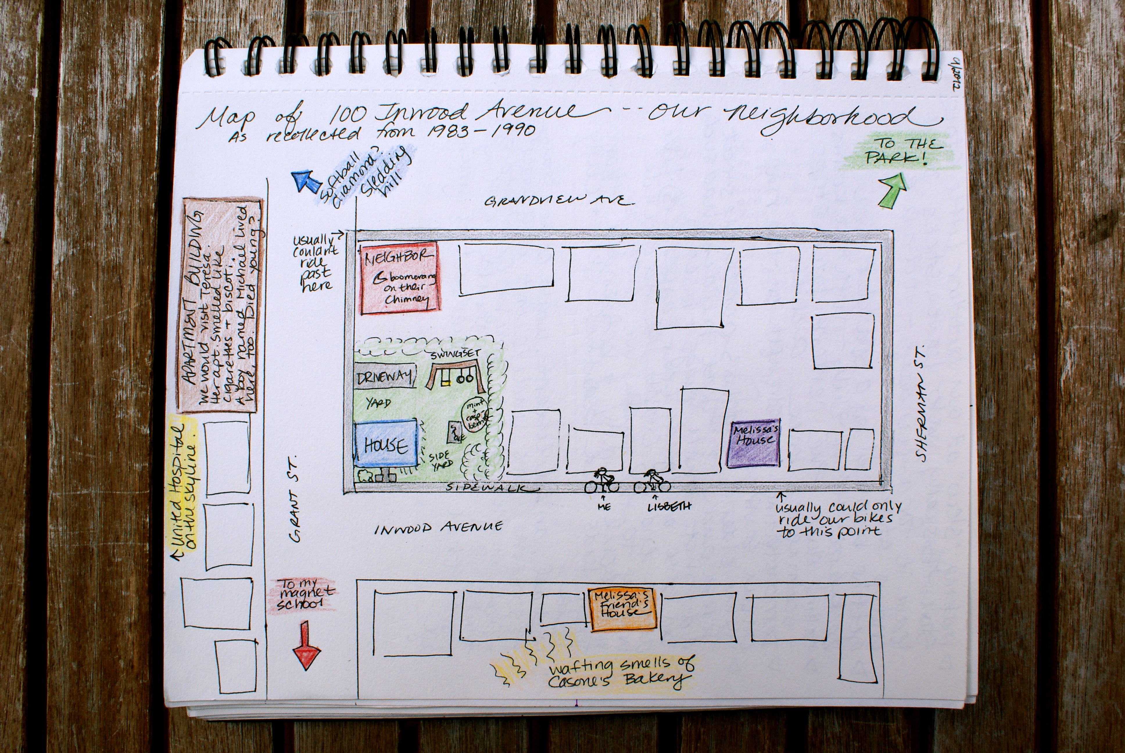 Map of my childhood neighborhood; four blocks that made up my world.