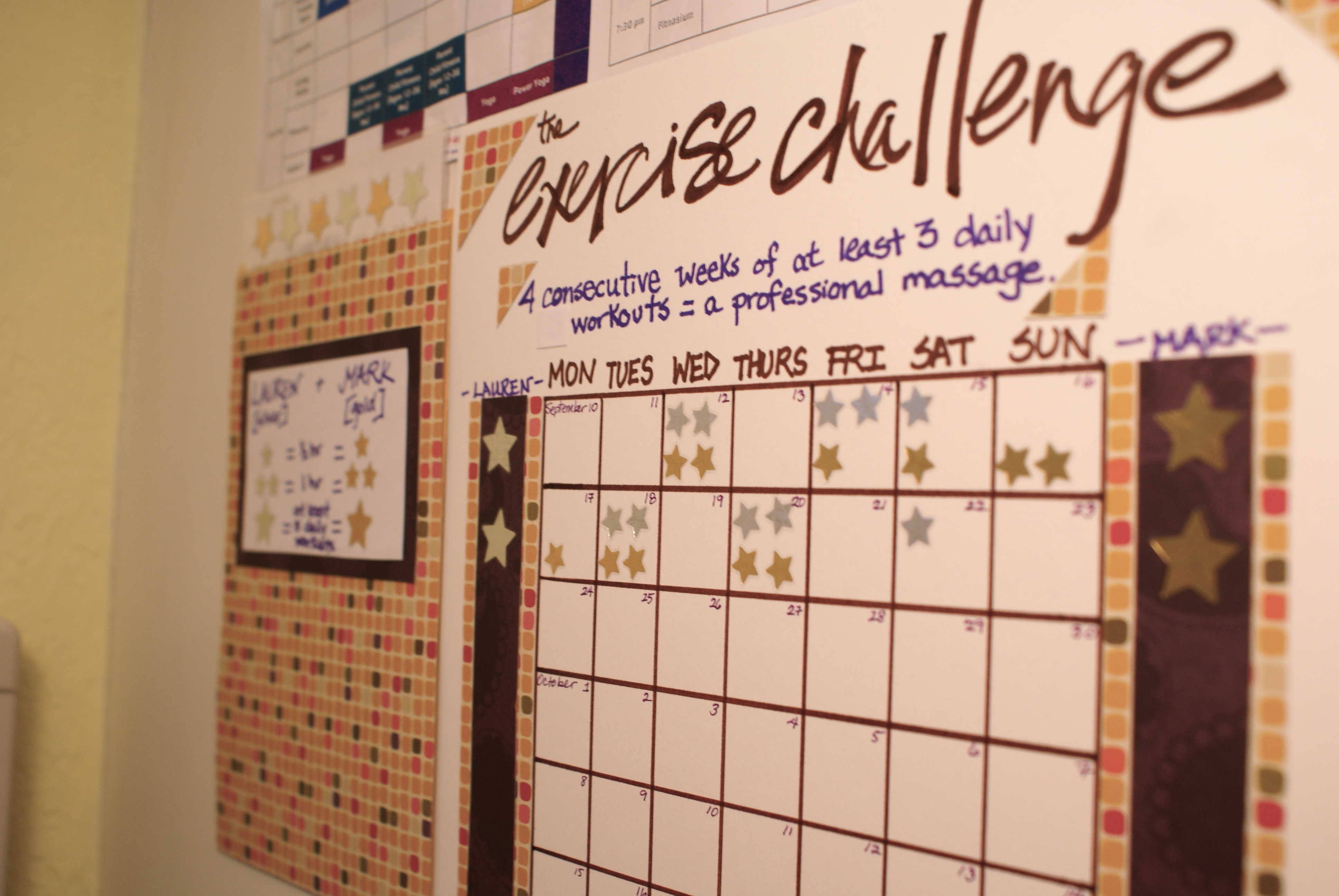 Exercise Challenge Chart with stars to track progress