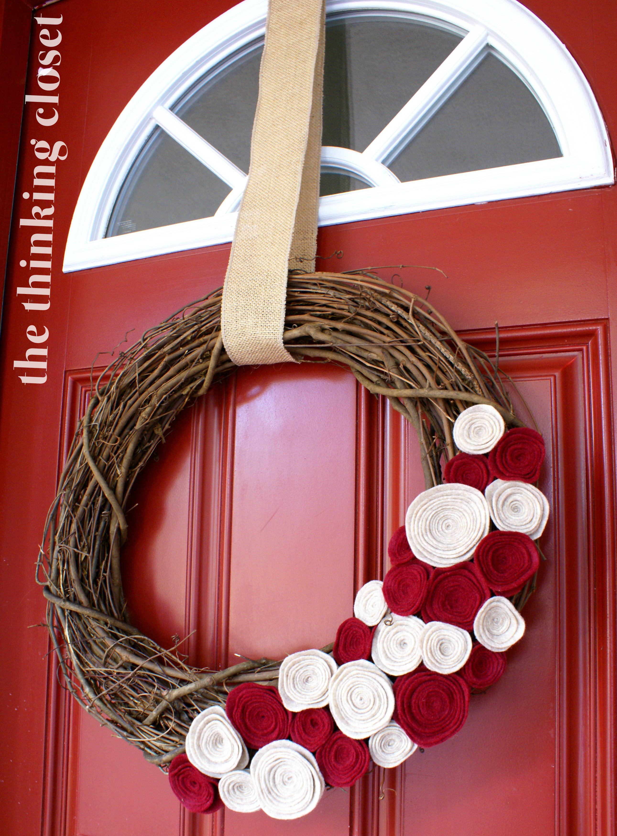Felt Flower Wreath via The Thinking Closet