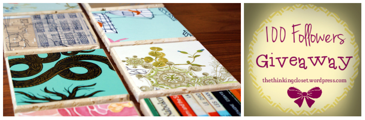 100 Followers Giveaway Winner: Wallpaper Coasters via The Thinking Closet