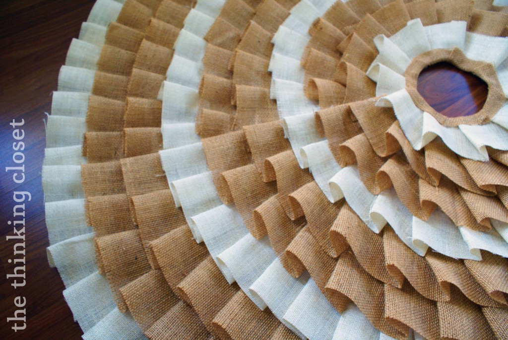 D.I.Y. No-Sew Ruffle Christmas Tree Skirt by The Thinking Closet