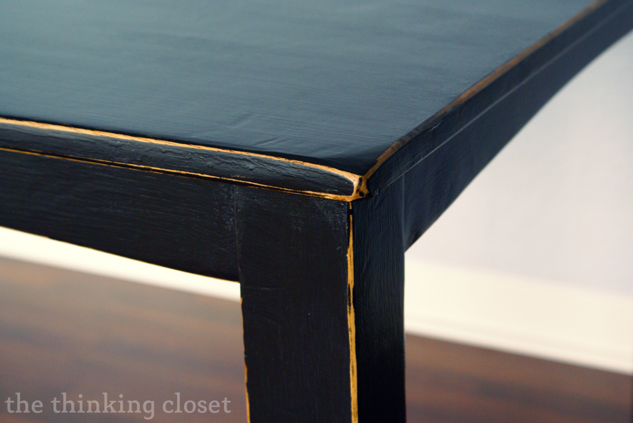 Black Distressed Table Makeover - The Thinking Closet