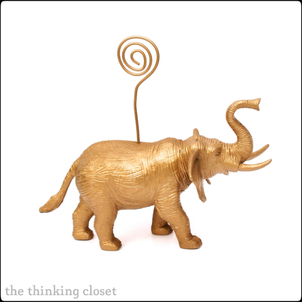 Transforming Plastic Toy Animals into Gold Place-Card Holders via The Thinking Closet