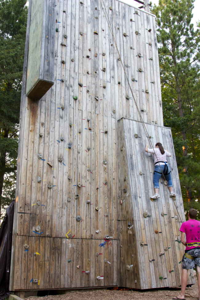Rock-climbing wall. Rock-climbing wall.