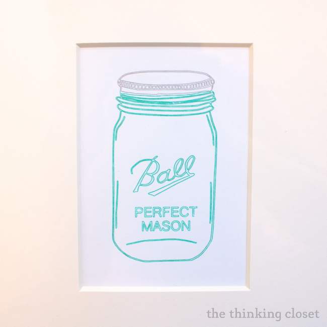 Mason Jar Art with Silhouette Sketch Pens.  A tutorial by The Thinking Closet.