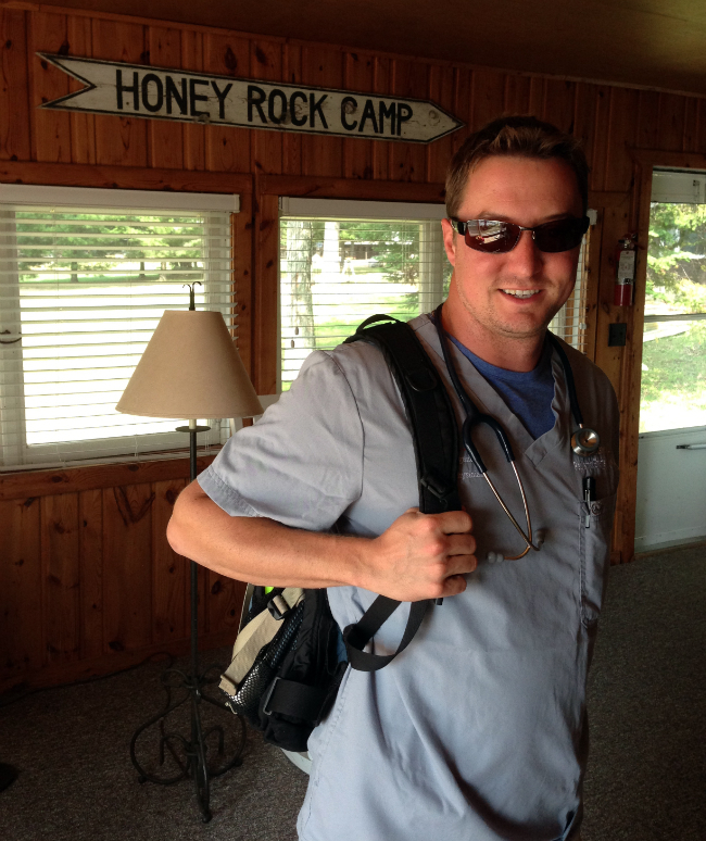 Mark gearing up for his office hour at the camp health center.