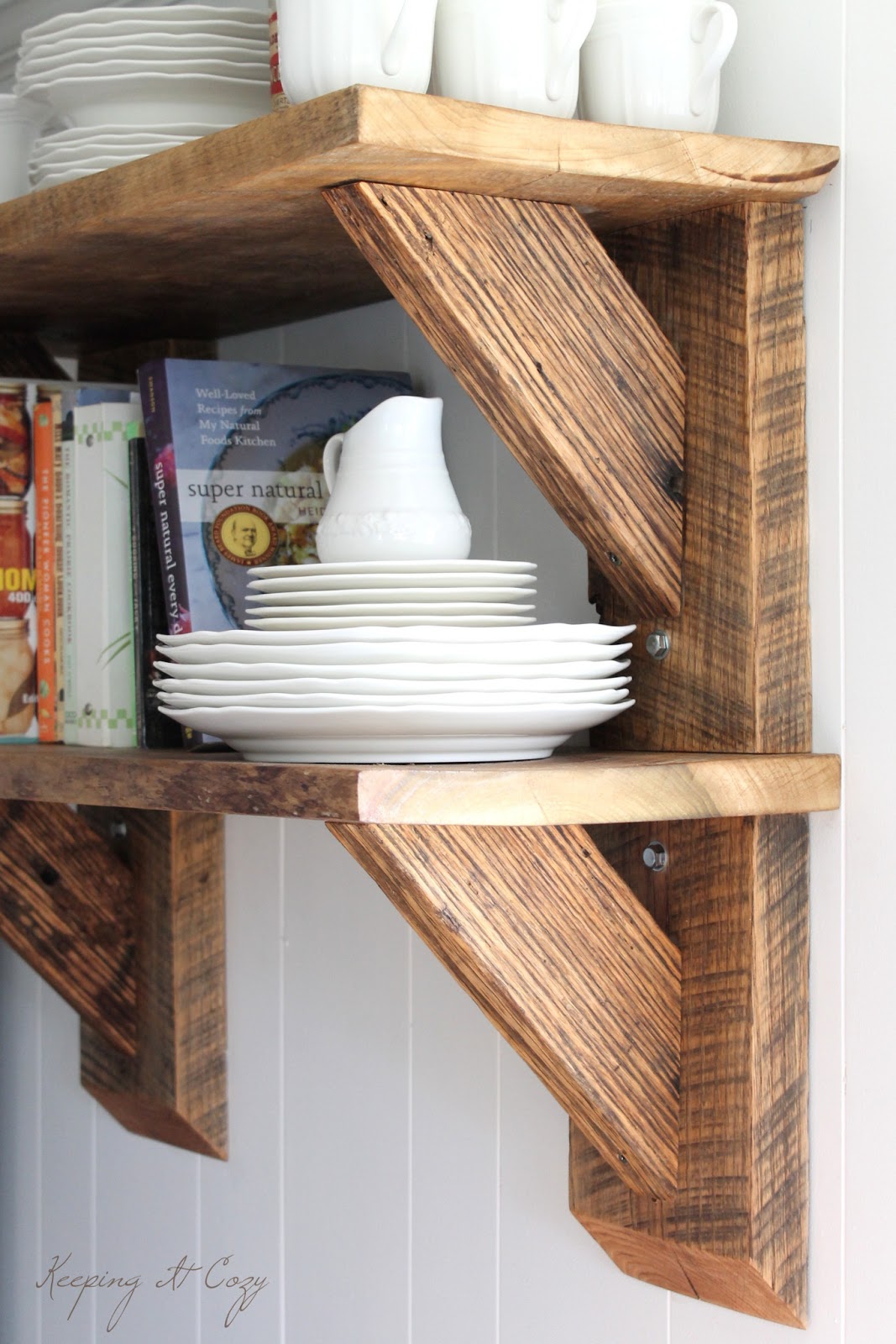 Reclaimed Wood Kitchen Shelves by Keeping It Cozy