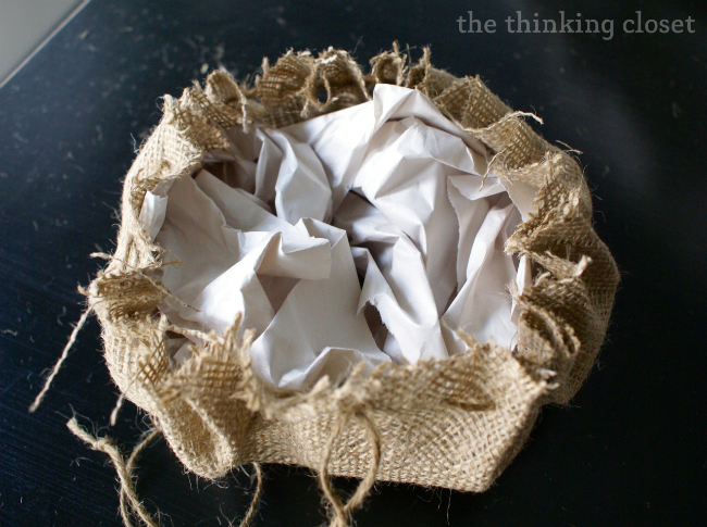 Stuff Pumpkin with scrap newsprint or tissue paper. Stuff Pumpkin with scrap newsprint or tissue paper.