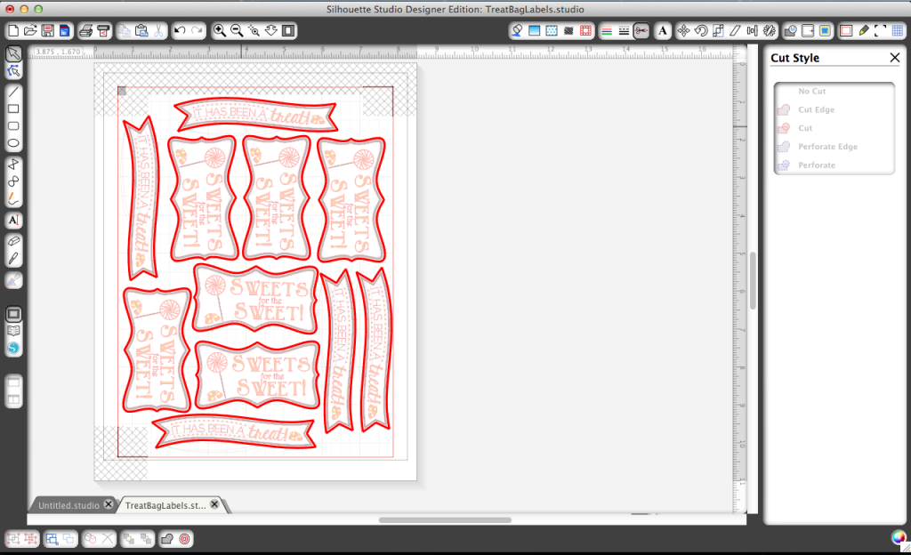 Designating cut lines in Silhouette Studio for print-and-cut designs. Designating cut lines in Silhouette Studio for print-and-cut designs.