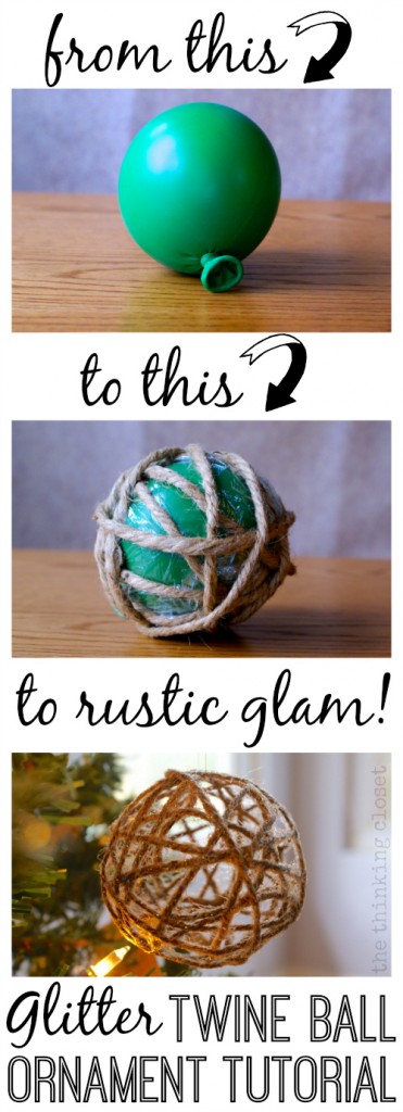 Start with a balloon and some twine and end up with a Glitter Twine Ball Ornament!  So easy!