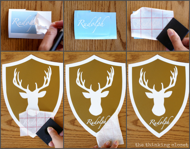 Add the reindeer names to the gold deer head shields. The next step in the Reindeer Head Holiday Banner! Add the reindeer names to the gold deer head shields. The next step in the Reindeer Head Holiday Banner!