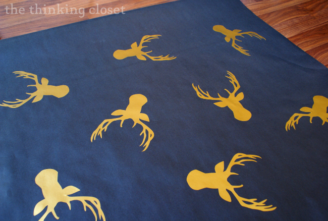 Deer Head Wrapping Paper made from excess vinyl for a holiday banner! Nothing is wasted.