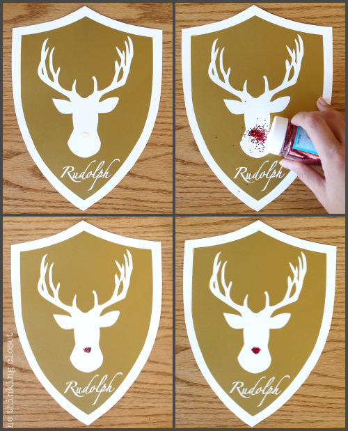 Giving Rudolph his red nose...with glitter! Giving Rudolph his red nose...with glitter!
