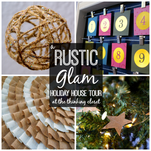 A Rustic Glam Holiday House Tour! Chock full of fun DIY elements to add some glitz to natural, rustic elements.