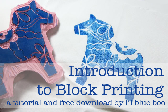 Swedish Dala Horse - Block Printing Tutorial over at Lil Blue Boo!