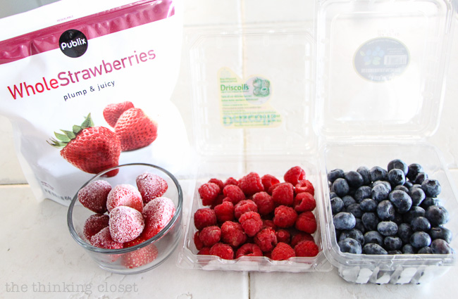 Fresh and frozen fruit medley. Fresh and frozen fruit medley.