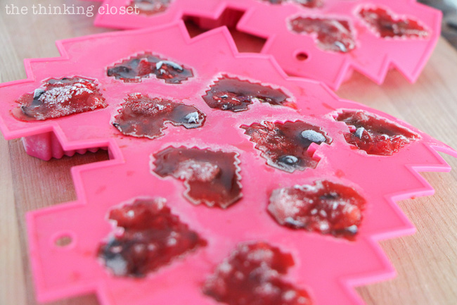 Freeze fruit and juice in a heart-shaped mold for a berrylicious Valentine's treat!