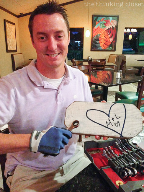 Birthday Boy with his Carved Heart & Initials Sign! Birthday Boy with his Carved Heart & Initials Sign!