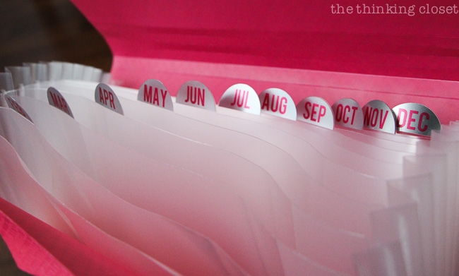 Neatly labeled receipt organizer with tabs for each month of the year! Neatly labeled receipt organizer with tabs for each month of the year!