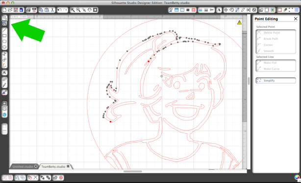 Using "Edit points" to adjust an image in Silhouette Studio. Using "Edit points" to adjust an image in Silhouette Studio.