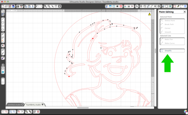 Using "Edit points" and "Simplify" to adjust an image in Silhouette Studio. Using "Edit points" and "Simplify" to adjust an image in Silhouette Studio.