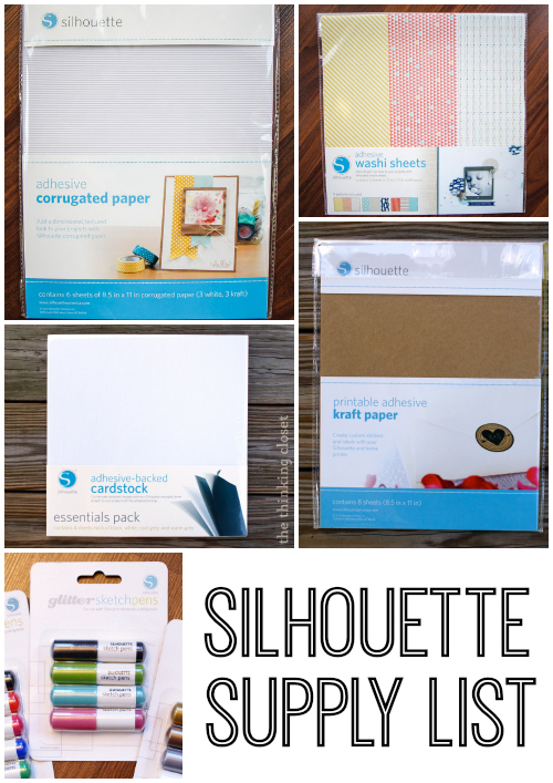 All the fun Silhouette supplies used in this tutorial! All the fun Silhouette supplies used in this tutorial!