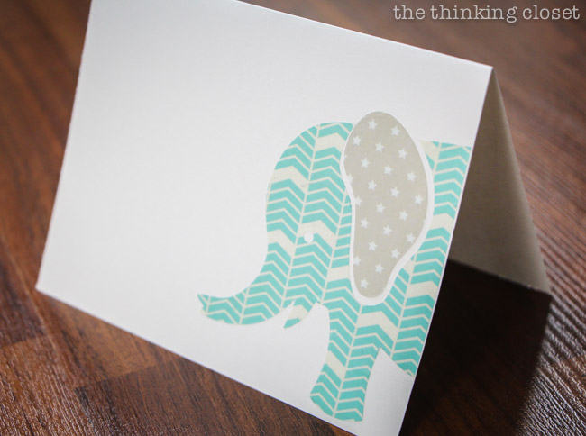 New Baby Congrats Card with Washi Sheets! Tutorial and FREE Silhouette cut file via thinkingcloset.com New Baby Congrats Card with Washi Sheets! Tutorial and FREE Silhouette cut file via thinkingcloset.com