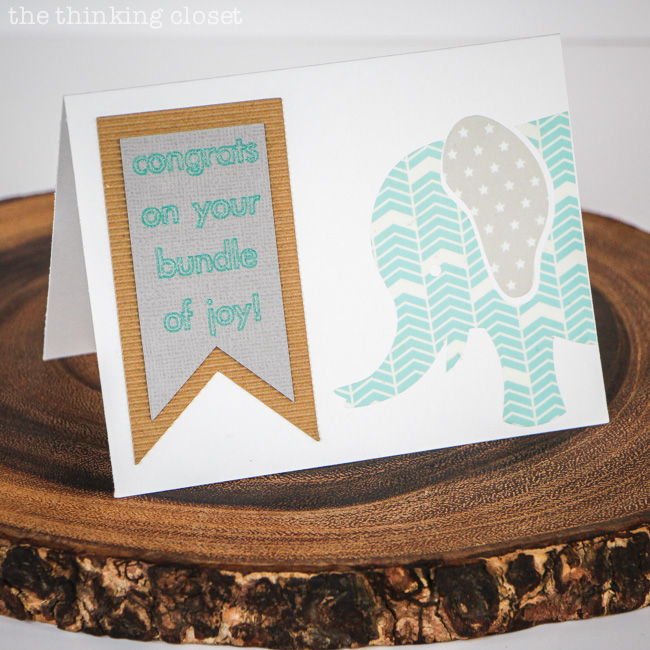 New Baby Congrats Card with Washi Sheets! Tutorial and FREE Silhouette cut file via thinkingcloset.com