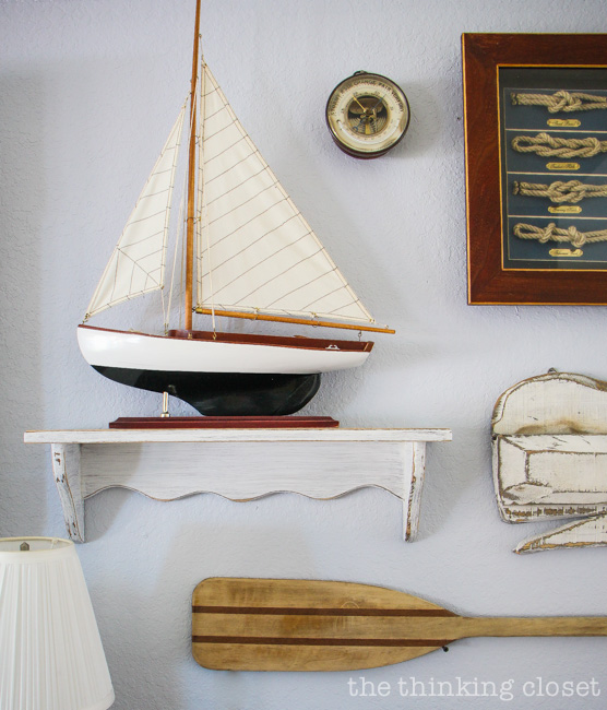 Rustic Nautical Master Bedroom Makeover: Source Guide to what was Bought, Borrowed, and Brought up from the Basement via thinkingcloset.com