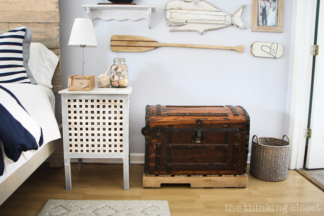 The antique chest is one of our most treasured pieces...and it holds all of our love letters! via thinkingcloset.com