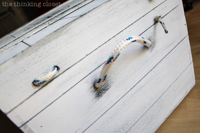 Sailing rope handles to a nautical box via thinkingcloset.com Sailing rope handles to a nautical box via thinkingcloset.com
