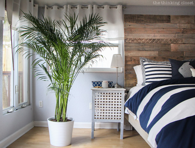IKEA Hack: Hol Side Tables in a Rustic Nautical Master Bedroom Makeover via thinkingcloset.com IKEA Hack: Hol Side Tables in a Rustic Nautical Master Bedroom Makeover via thinkingcloset.com