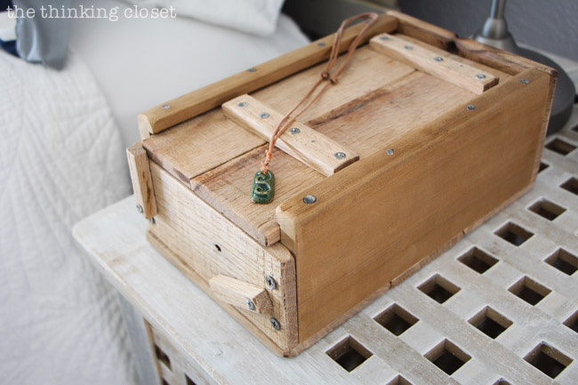 Handmade wooden box to hold precious and practical items via thinkingcloset.com Handmade wooden box to hold precious and practical items via thinkingcloset.com