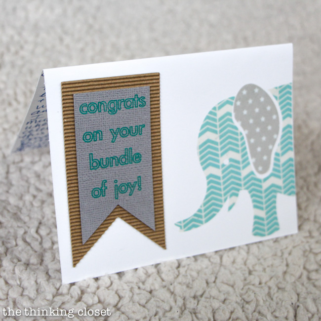 Baby Shower Gift Package: New Baby Congrats Card via thinkingcloset.com