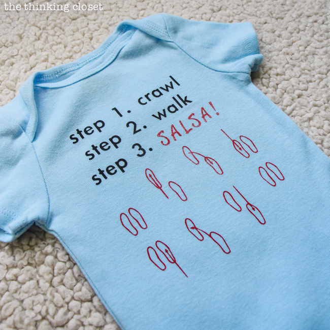 Step 3. Salsa Baby Onesie! FREE Silhouette cut file via thinkingcloset.com Step 3. Salsa Baby Onesie! FREE Silhouette cut file via thinkingcloset.com