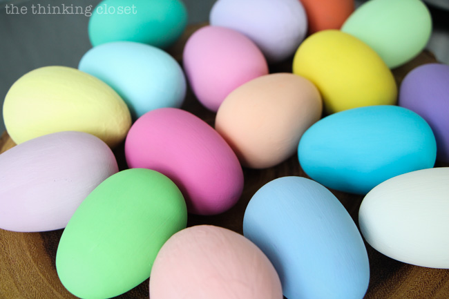 Brightly colored painted eggs, prepped and ready for their bird silhouettes! via thinkingcloset.com Brightly colored painted eggs, prepped and ready for their bird silhouettes! via thinkingcloset.com