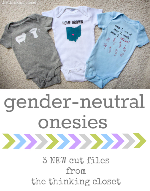 Gender Neutral Onesies: 3 NEW Silhouette cut files from thinkingcloset.com
