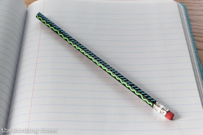 Trendy Pencil decorated with chalkboard paint and neon chalk markers! Via thinkingcloset.com