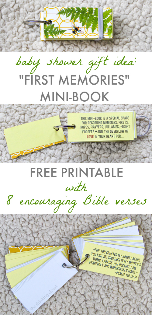 Baby Shower Gift Idea: First Memories Mini-Book! FREE Printable at thinkingcloset.com
