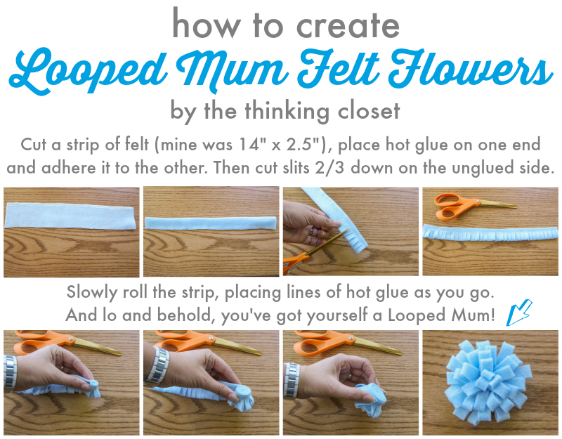 How to Create Looped Mum Felt Flowers by thinkingcloset.com How to Create Looped Mum Felt Flowers by thinkingcloset.com