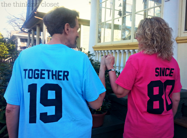 "Together Since" T-Shirts - Such a great idea for an anniversary gift! via thinkingcloset.com