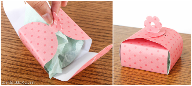 How to create flower-tab gift boxes...out of paper! via thinkingcloset.com