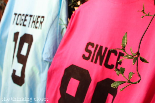 "Together Since" T-Shirts - Such a great idea for an anniversary gift! via thinkingcloset.com "Together Since" T-Shirts - Such a great idea for an anniversary gift! via thinkingcloset.com