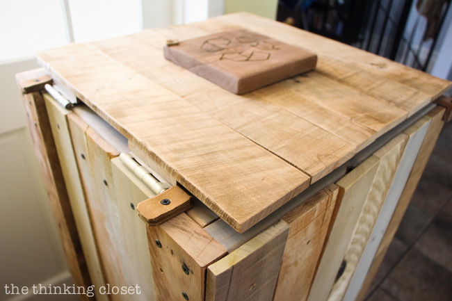 Creating the top lid to the Rustic Pallet Recycle Bin. Step by step tutorial by thinkingcloset.com Creating the top lid to the Rustic Pallet Recycle Bin. Step by step tutorial by thinkingcloset.com