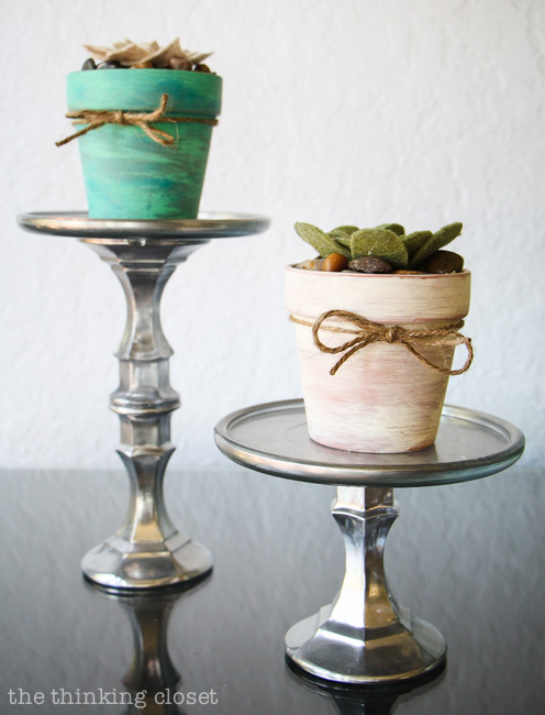 Rustic Vintage Spring Mantel: How cool are these felt succulents! Perfect for my black thumb! via thinkingcloset.com Rustic Vintage Spring Mantel: How cool are these felt succulents! Perfect for my black thumb! via thinkingcloset.com