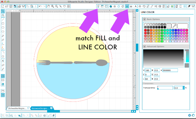 Step by step tutorial for how to create printable dishwasher magnets in Silhouette studio. via thinkingcloset.com