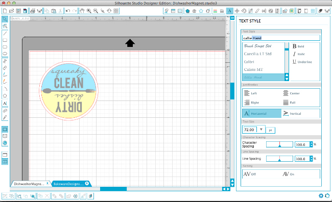 Step by step tutorial for how to create printable dishwasher magnets in Silhouette studio. via thinkingcloset.com