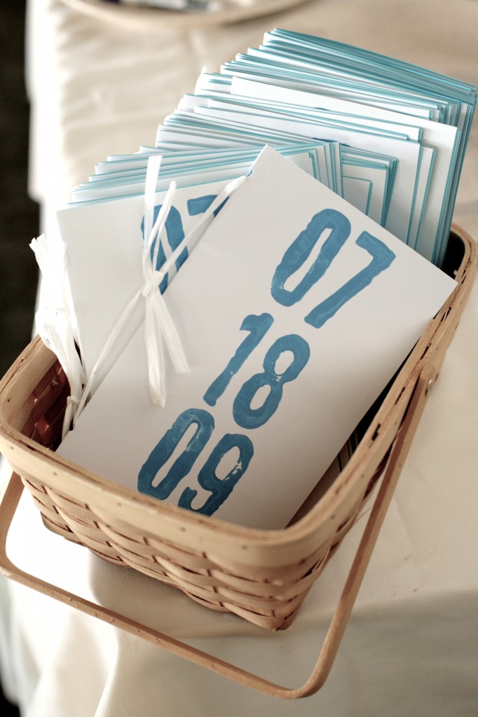 DIY Wedding Programs: stamped with the wedding date and tied with a raffia ribbon! DIY Wedding Programs: stamped with the wedding date and tied with a raffia ribbon!